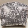 Kosmetiktasche, Schminktasche, Toile de Jouy, altes Leinen, mokka