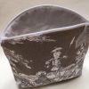 Kosmetiktasche, Schminktasche, Toile de Jouy, altes Leinen, mokka