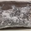 Kosmetiktasche, Schminktasche, Kuturtasche, Toile de Jouy, altes Leinen, mokka
