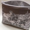Kosmetiktasche, Schminktasche, Kuturtasche, Toile de Jouy, altes Leinen, mokka