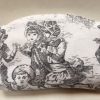 Kosmetiktasche, Schminktasche, Toile de Jouy, altes Leinen, mokka