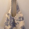 Umhängetasche, Leinen-Tasche, Toile de Jouy, altes Leinen, blau-cremeweiß