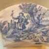 Kosmetiktasche, Schminktasche, Toile de Jouy, altes Leinen, blau