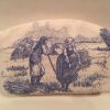 Kosmetiktasche, Schminktasche, Toile de Jouy, altes Leinen, blau