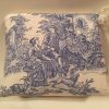 Kosmetiktasche, Kulturtasche, Toile de Jouy, altes Leinen, blau