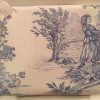 Kosmetiktasche, Kulturtasche, Toile de Jouy, altes Leinen, blau