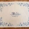 Korbtuch antik, altes Leinen, Jugendstil, Stickerei blau