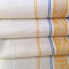 art deco Leinen-Handtuch 017, Leinen-Geschirrtuch, altes Leinen, blau gelb