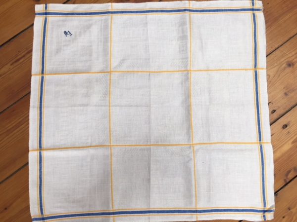 Geschirrtuch Leinen 094, weiß, gelb, blau. Antik, Leinen-Handtuch