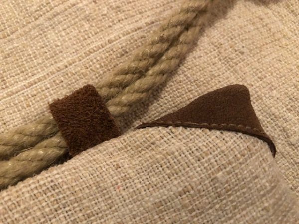Leinen-Turnbeutel mit Leder | 2041 – Bild 2
