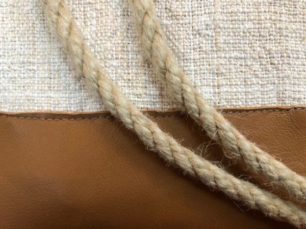 Leinen-Turnbeutel mit Leder | 2044 – Bild 2