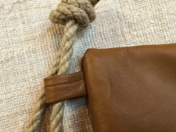 Leinen-Turnbeutel mit Leder | 2044 – Bild 3